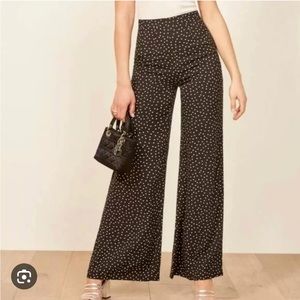 Reformation wide leg polka dot pants